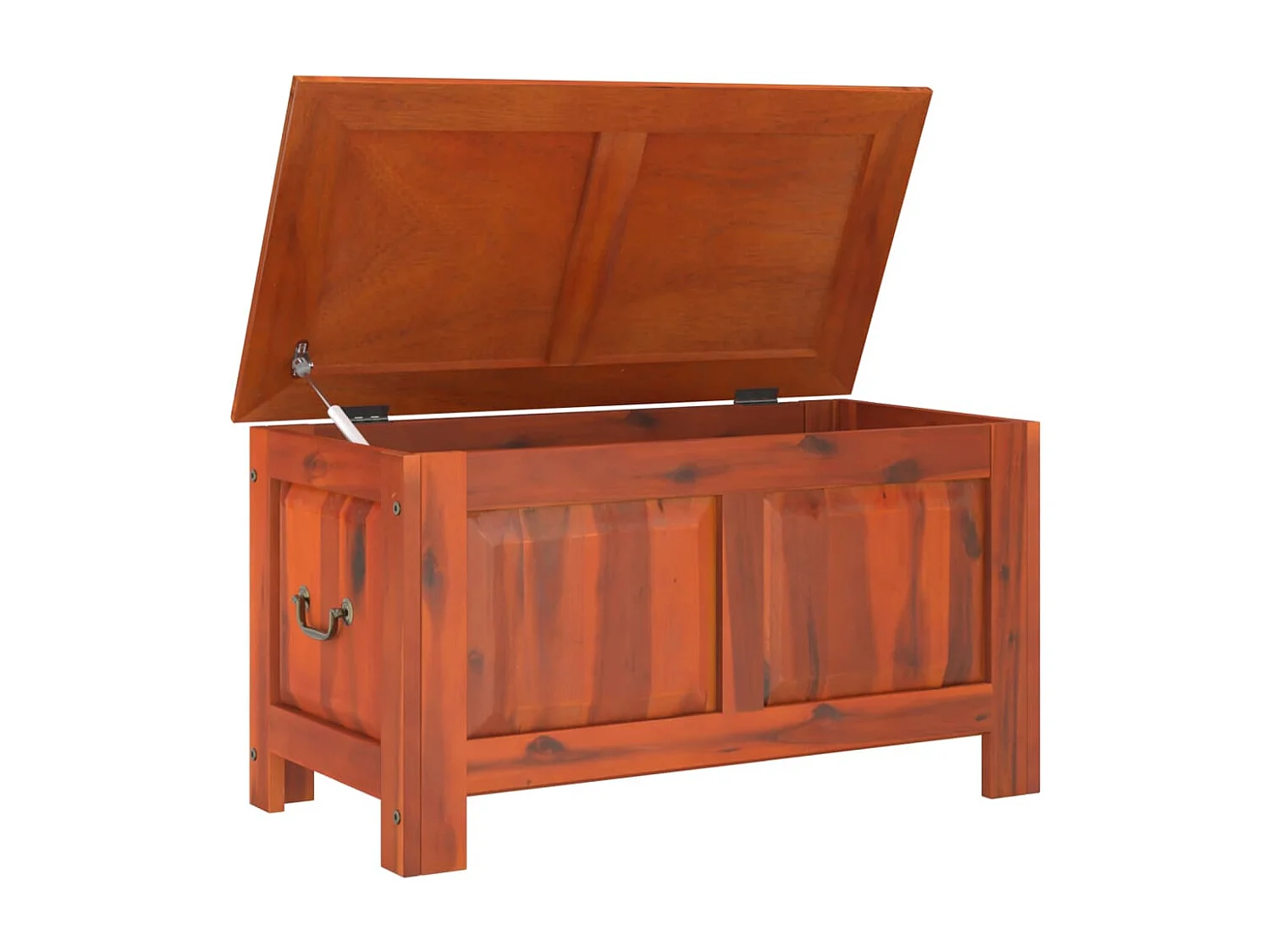 Cassapanca con Coperchio Marrone in Legno Massello di Acacia