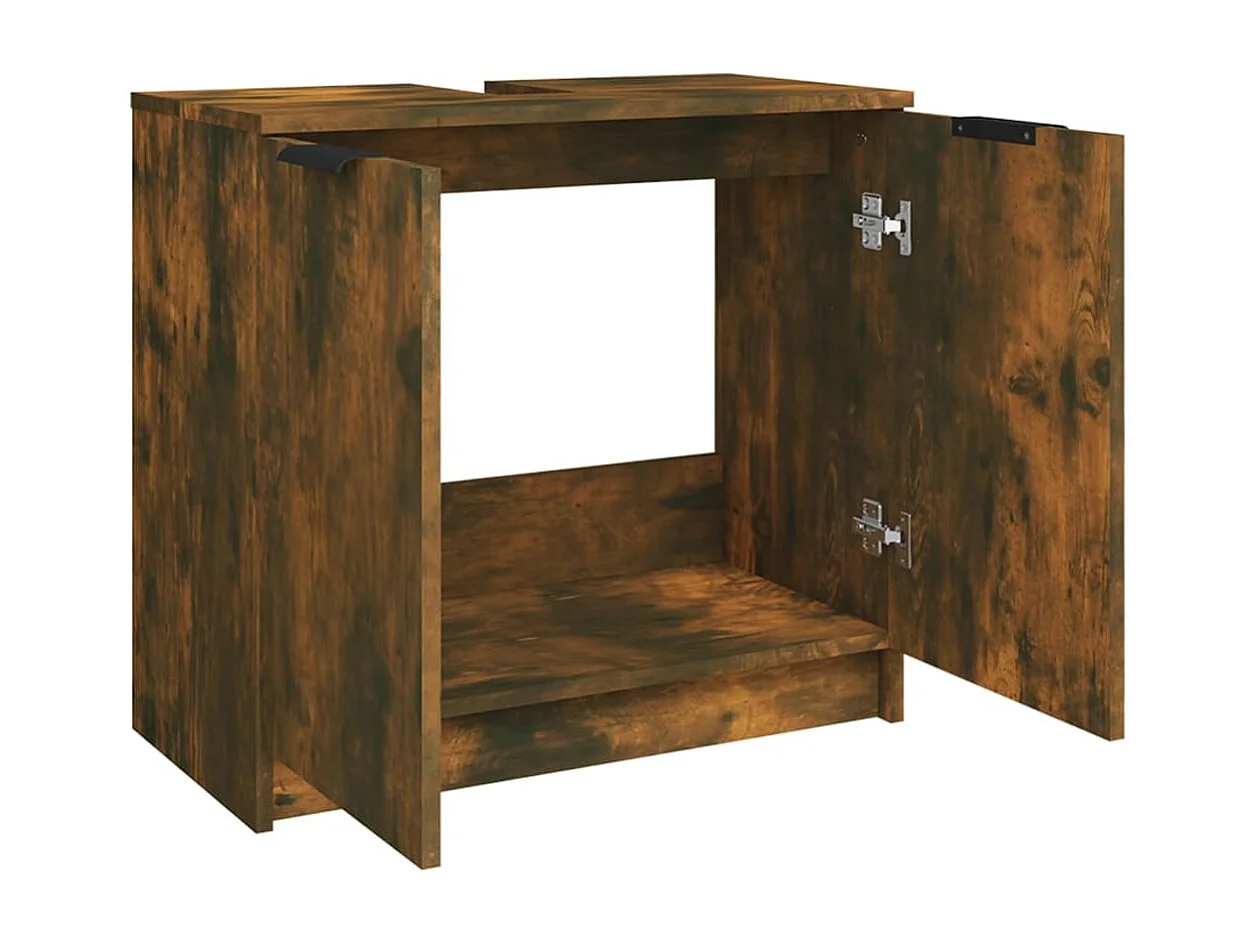 Armario baño madera contrachapada roble ahumado 64,5x33,5x59 cm