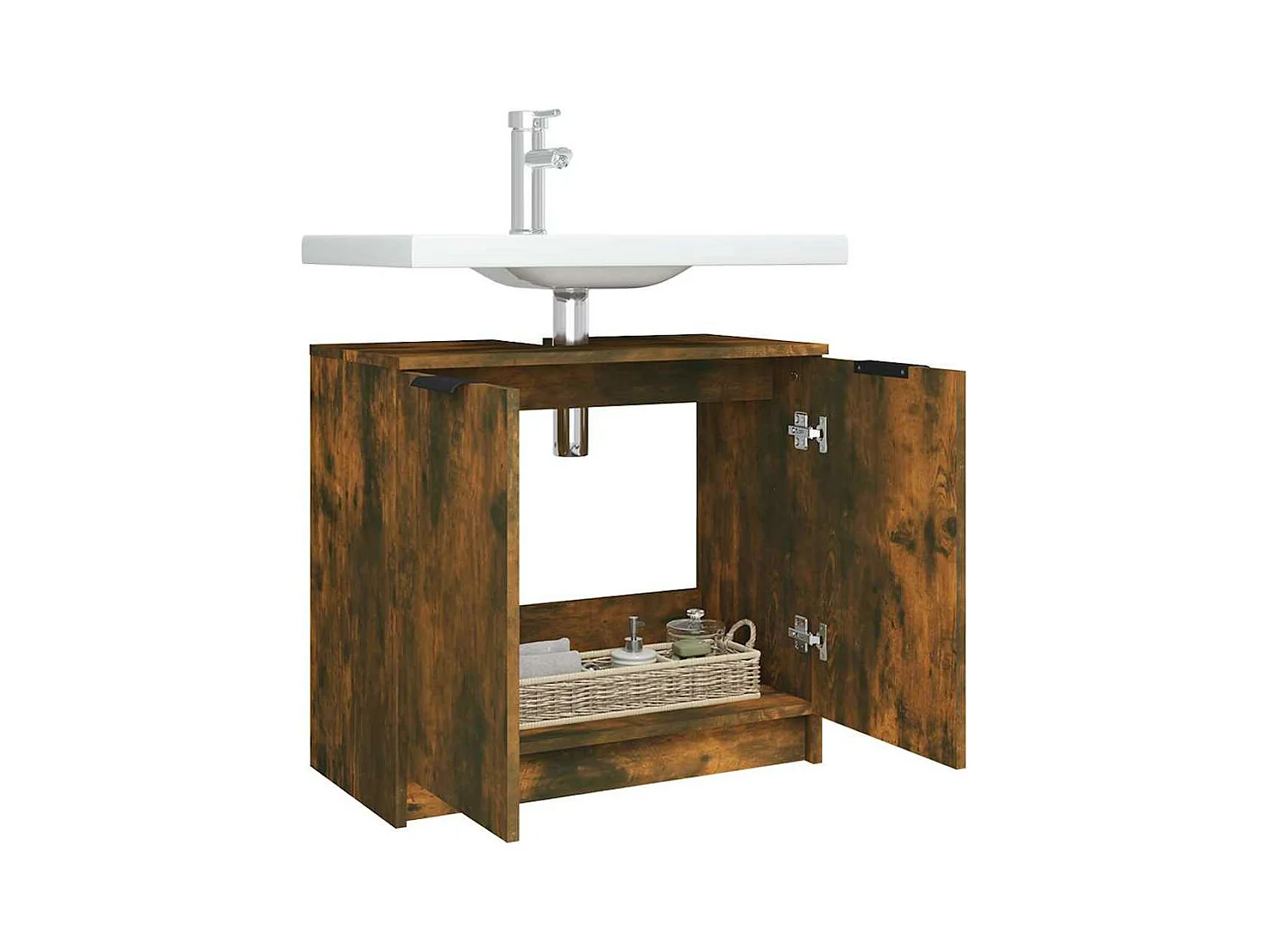 Armoire de bain Chêne fumé 64,5x33,5x59 cm Bois d'ingénierie