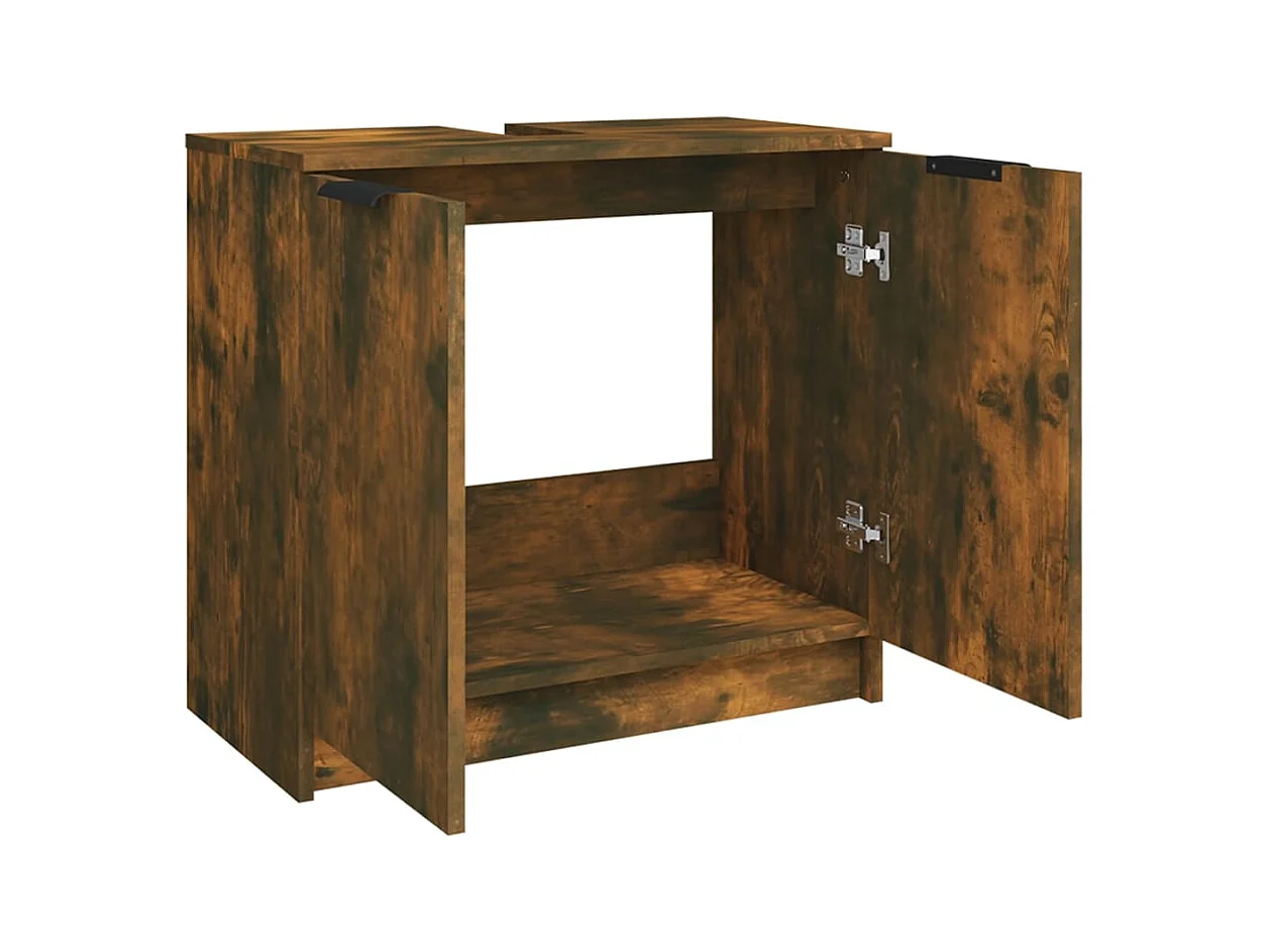 Armoire de bain Chêne fumé 64,5x33,5x59 cm Bois d'ingénierie