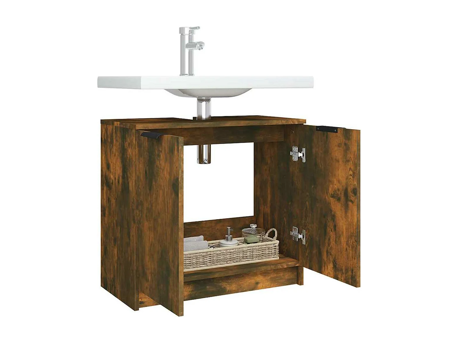 Armoire de bain Chêne fumé 64,5x33,5x59 cm Bois d'ingénierie