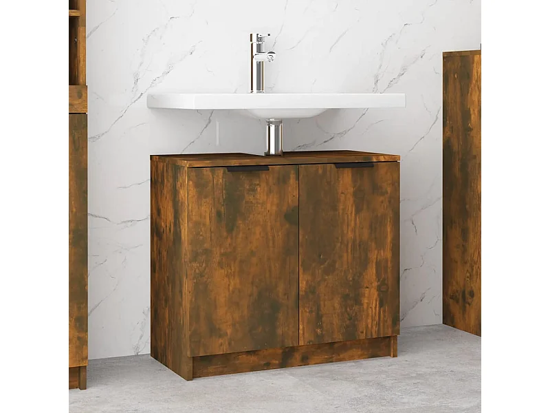 Armario baño madera contrachapada roble ahumado 64,5x33,5x59 cm