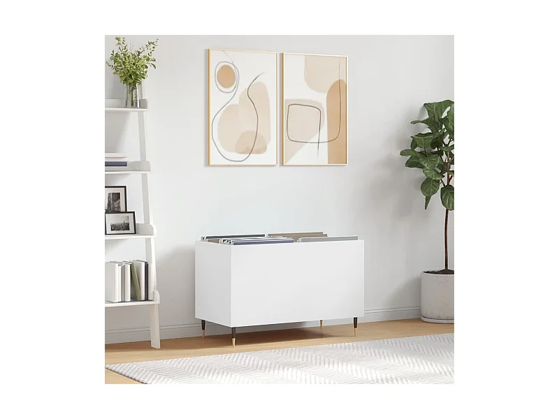 Mobile Porta Dischi Bianco 74,5x38x48 cm in Legno Multistrato