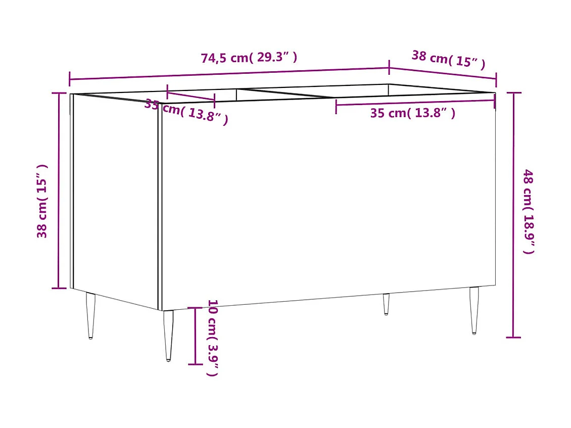 Armário para discos 74,5x38x48 cm derivados de madeira branco
