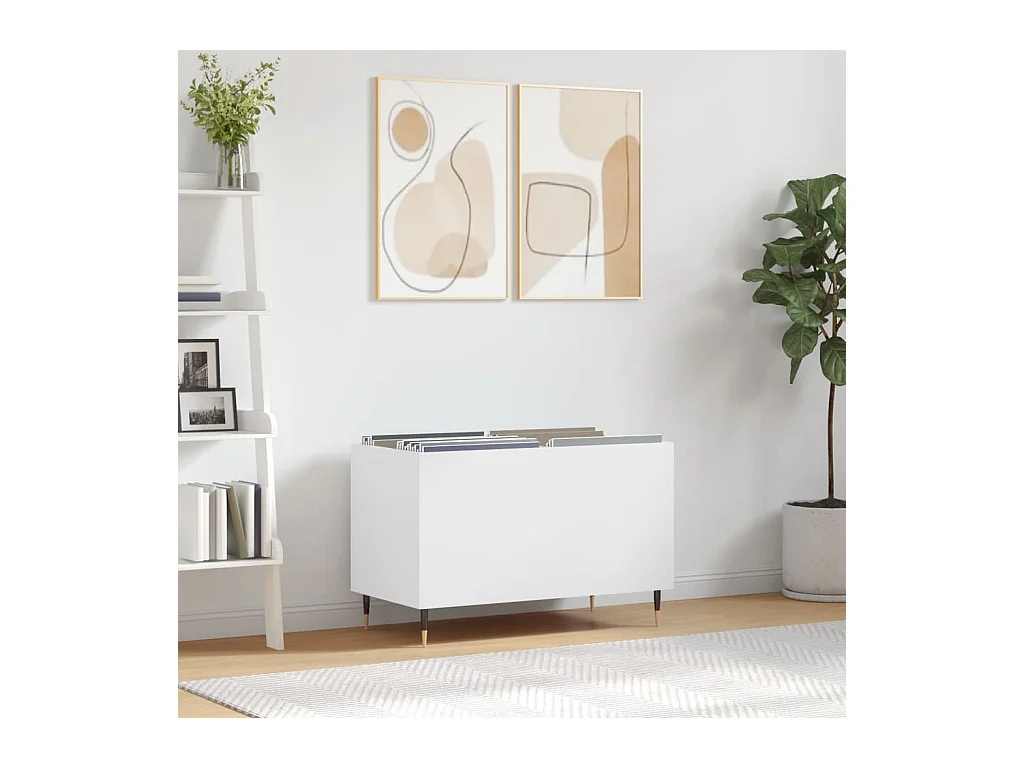 Armoire à disques blanc 74,5x38x48 cm bois d'ingénierie