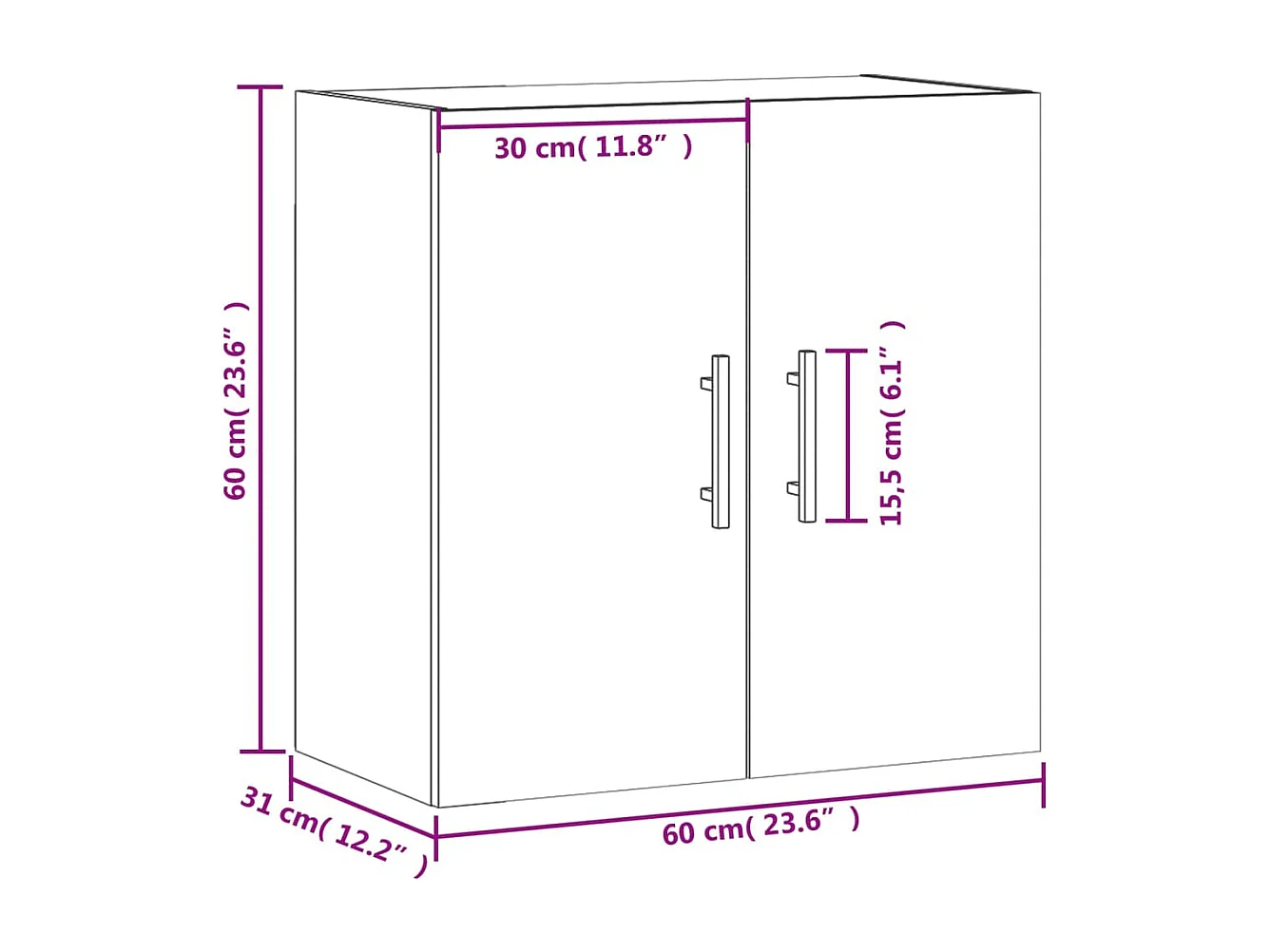 Wandschrank Weiß 60x31x60 cm Holzwerkstoff