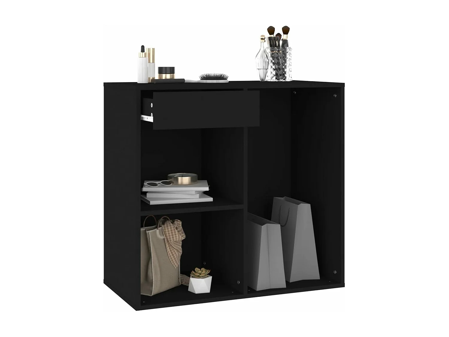 Armoire à cosmétiques noir 80x40x75 cm bois d'ingénierie