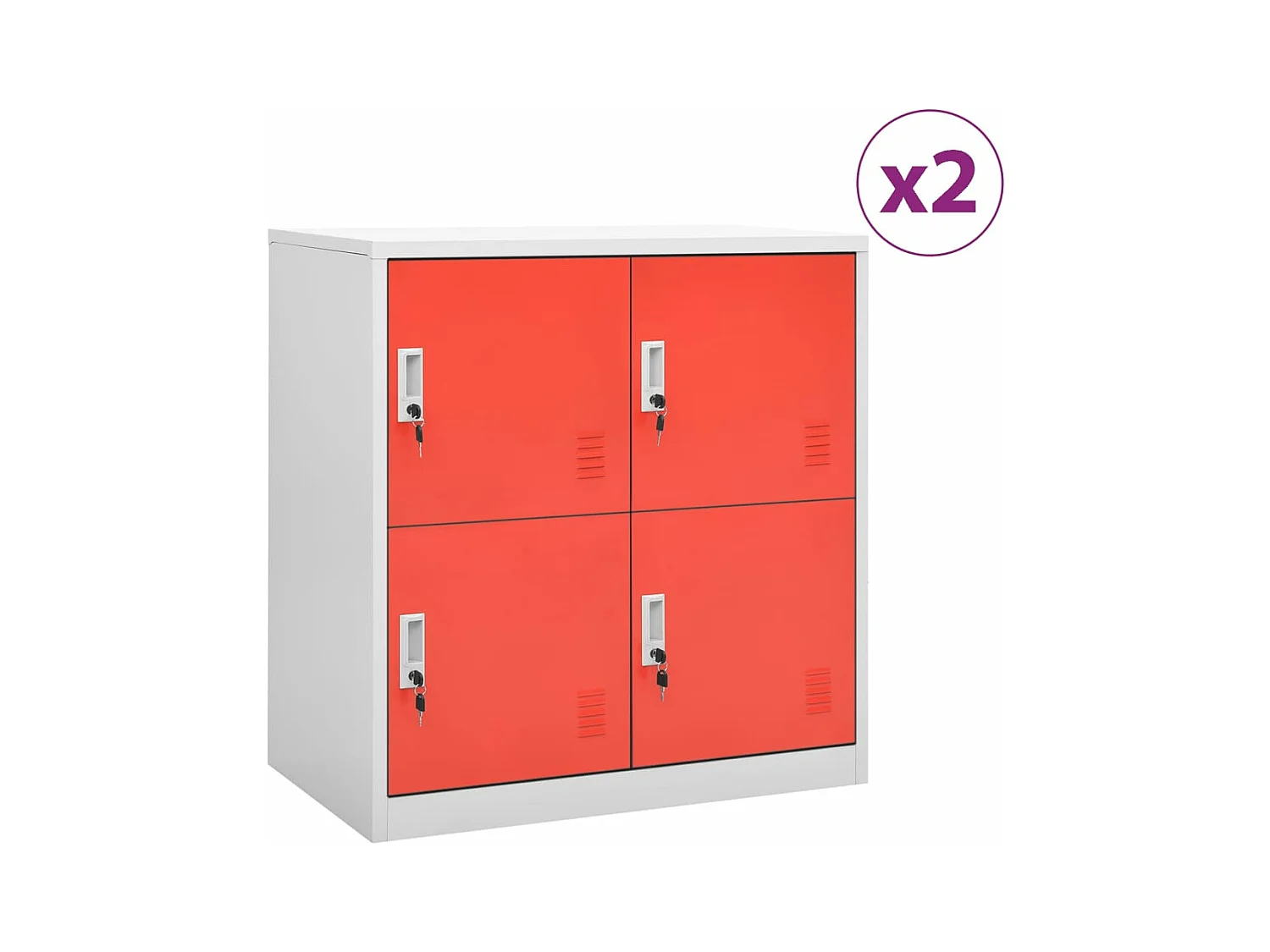 Armoires à casiers 2 pcs Gris clair et rouge 90x45x92,5cm Acier