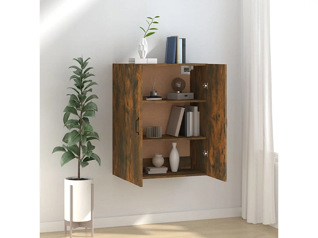Hangkast 69,5x34x90 cm bewerkt hout gerookt eikenkleurig
