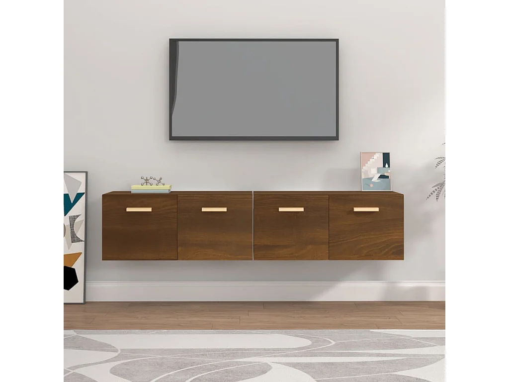 Armários parede 2pcs 80x35x36,5cm madeira processada castanho