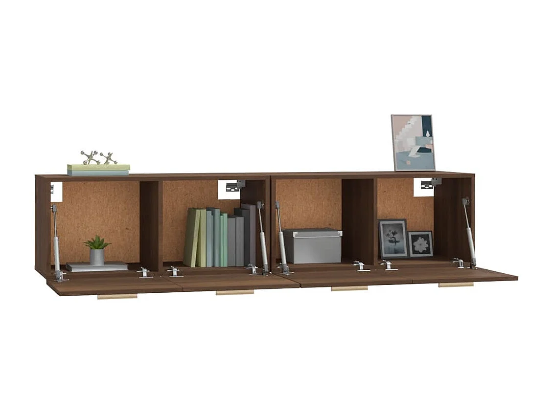 Armários parede 2pcs 80x35x36,5cm madeira processada castanho