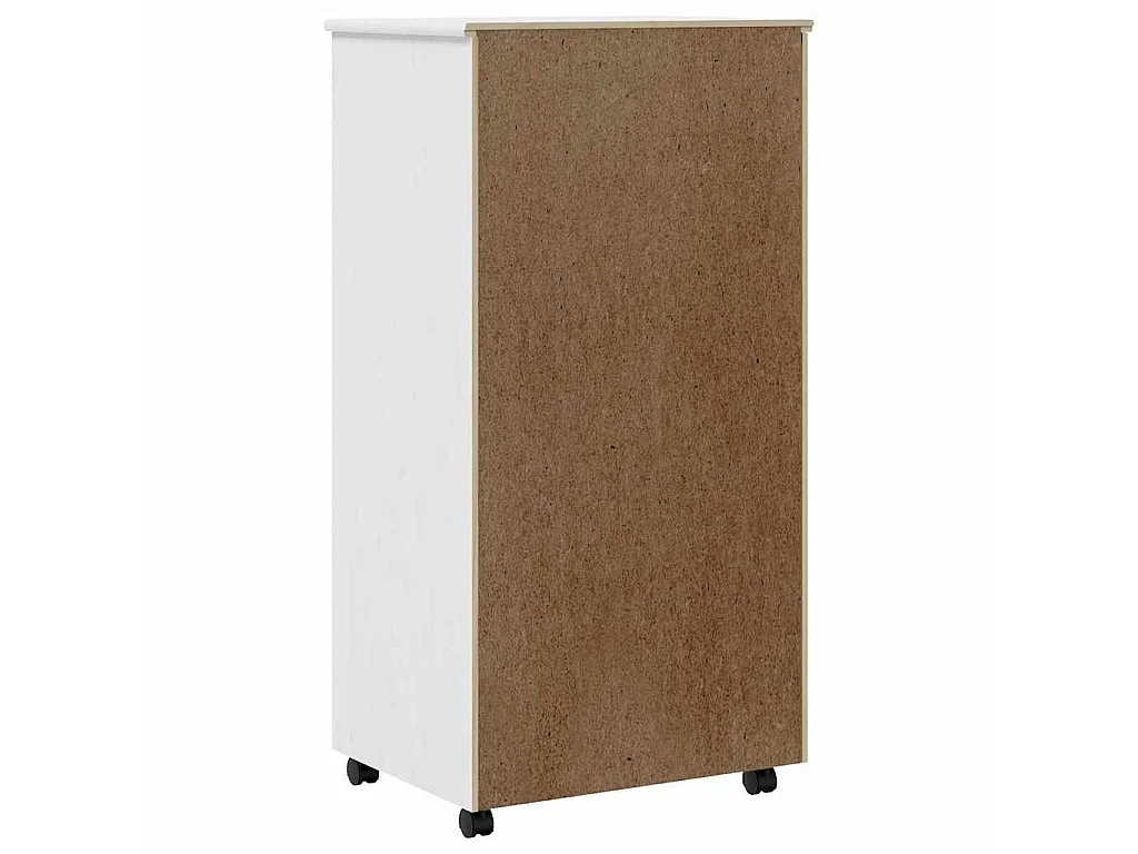 Armoire roulante avec tiroirs MOSS blanc bois de pin solide