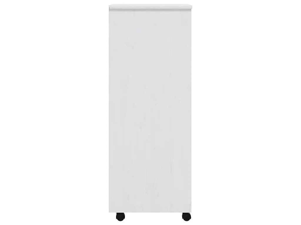 Armoire roulante avec tiroirs MOSS blanc bois de pin solide