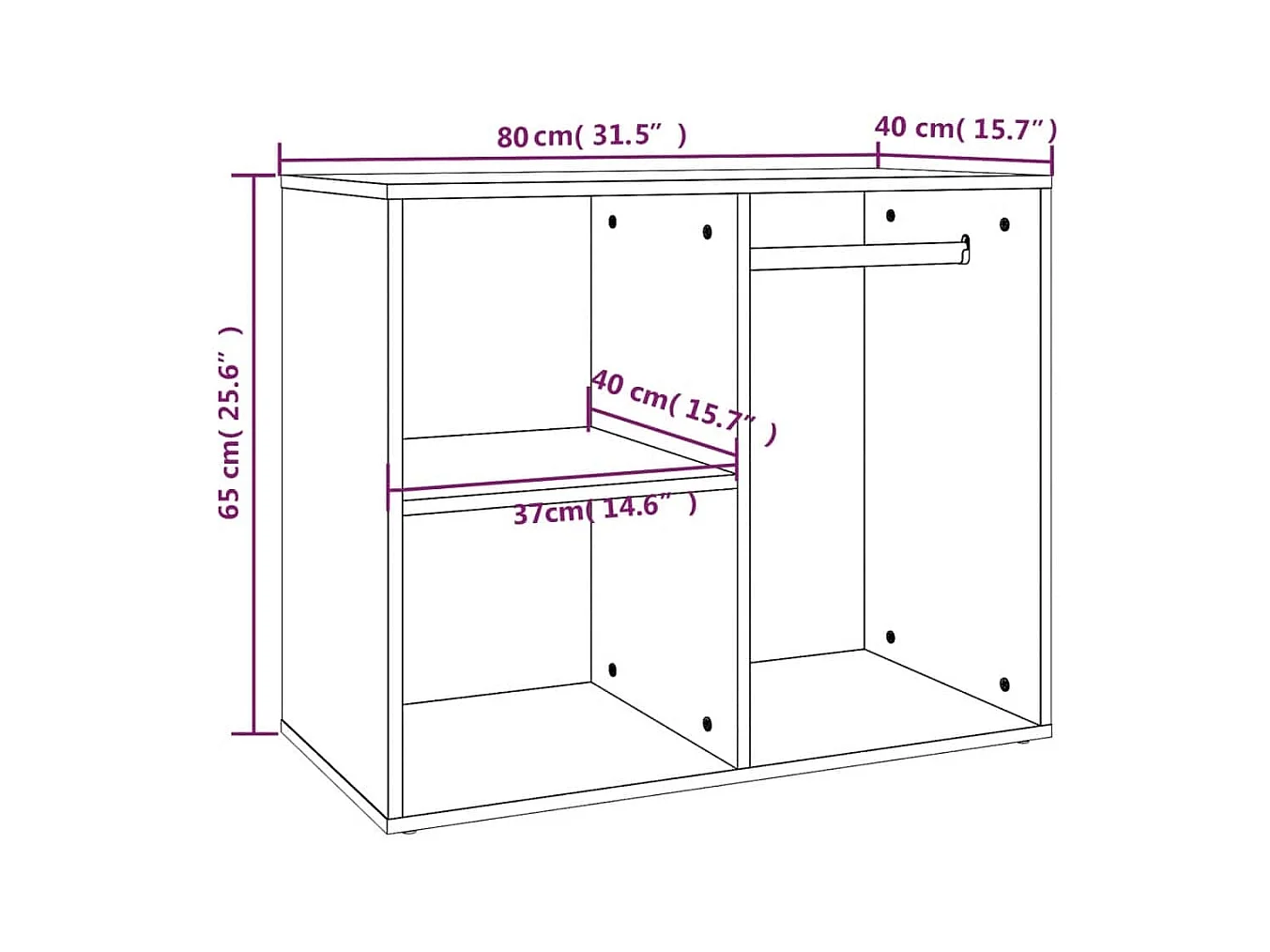 Armoire de dressing Blanc 80x40x65 cm Bois d'ingénierie