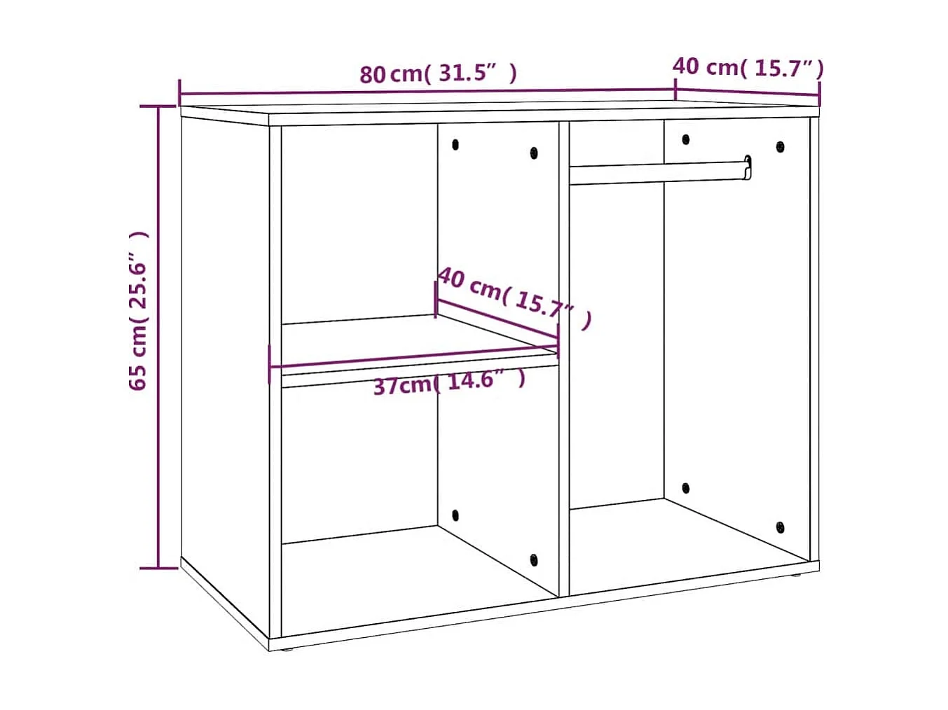 Regal für Schminktisch Weiß 80x40x65 cm Holzwerkstoff