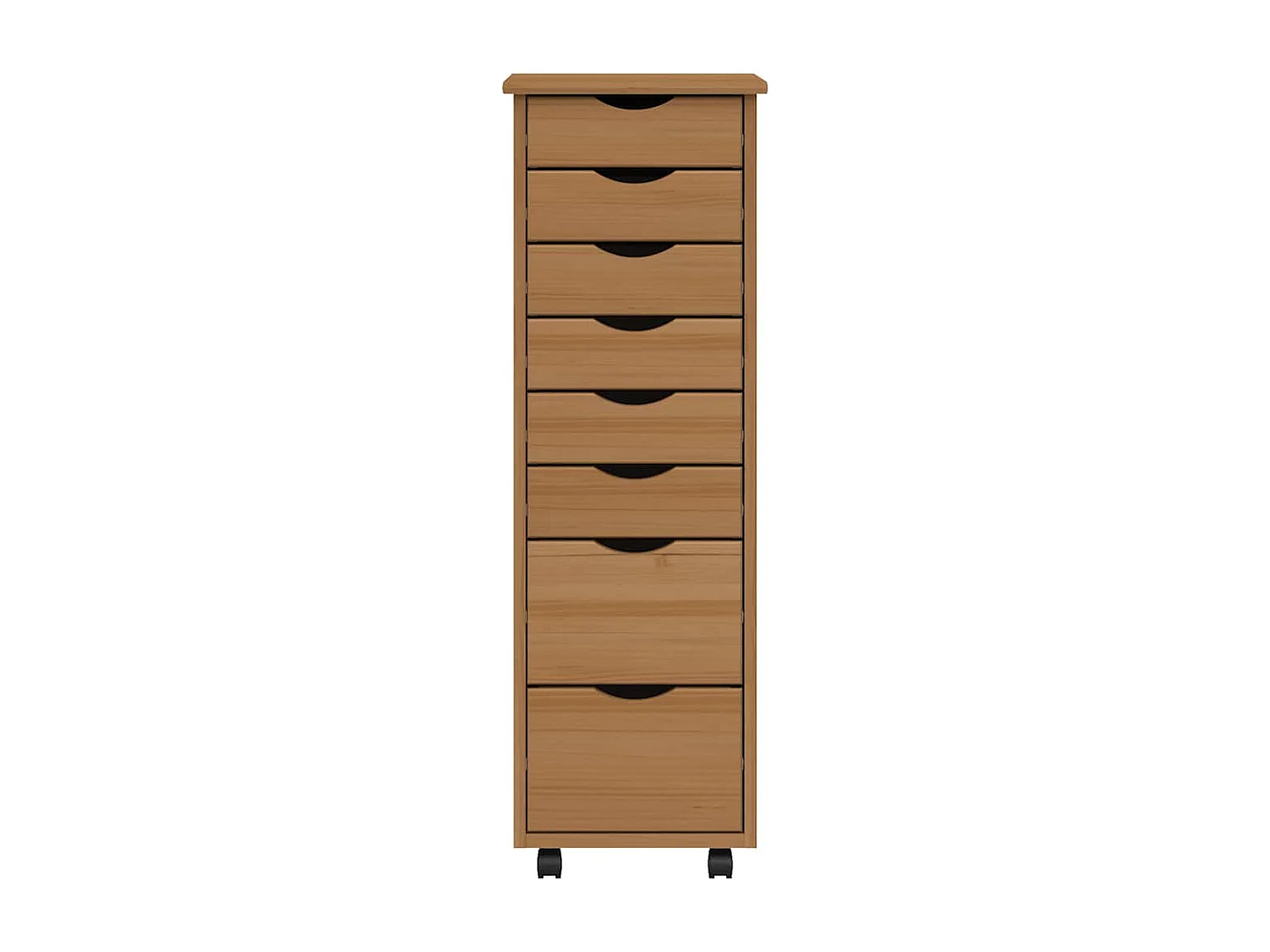 Armoire roulante avec tiroirs MOSS bois de pin marron miel