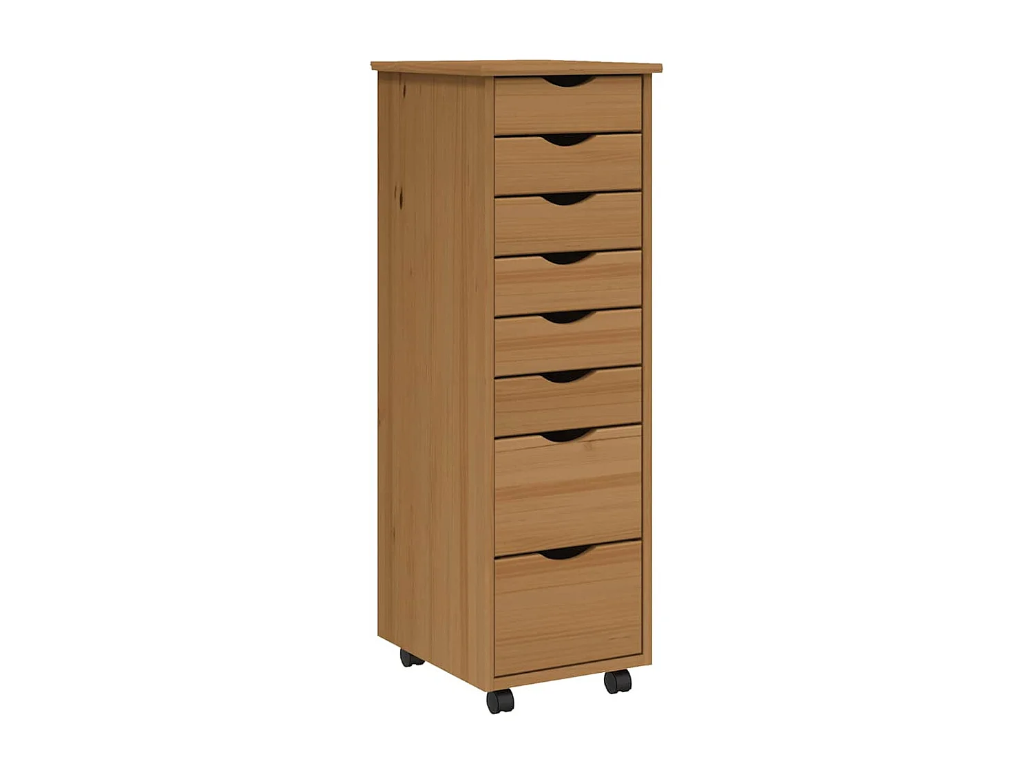 Armoire roulante avec tiroirs MOSS bois de pin marron miel