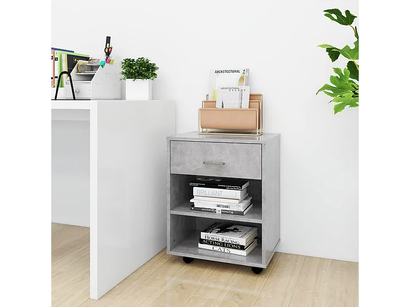 Rolkast 46x36x59 cm bewerkt hout betongrijs