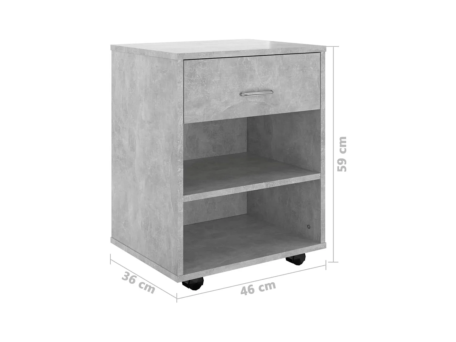 Armario ruedas madera contrachapada gris hormigón 46x36x59 cm