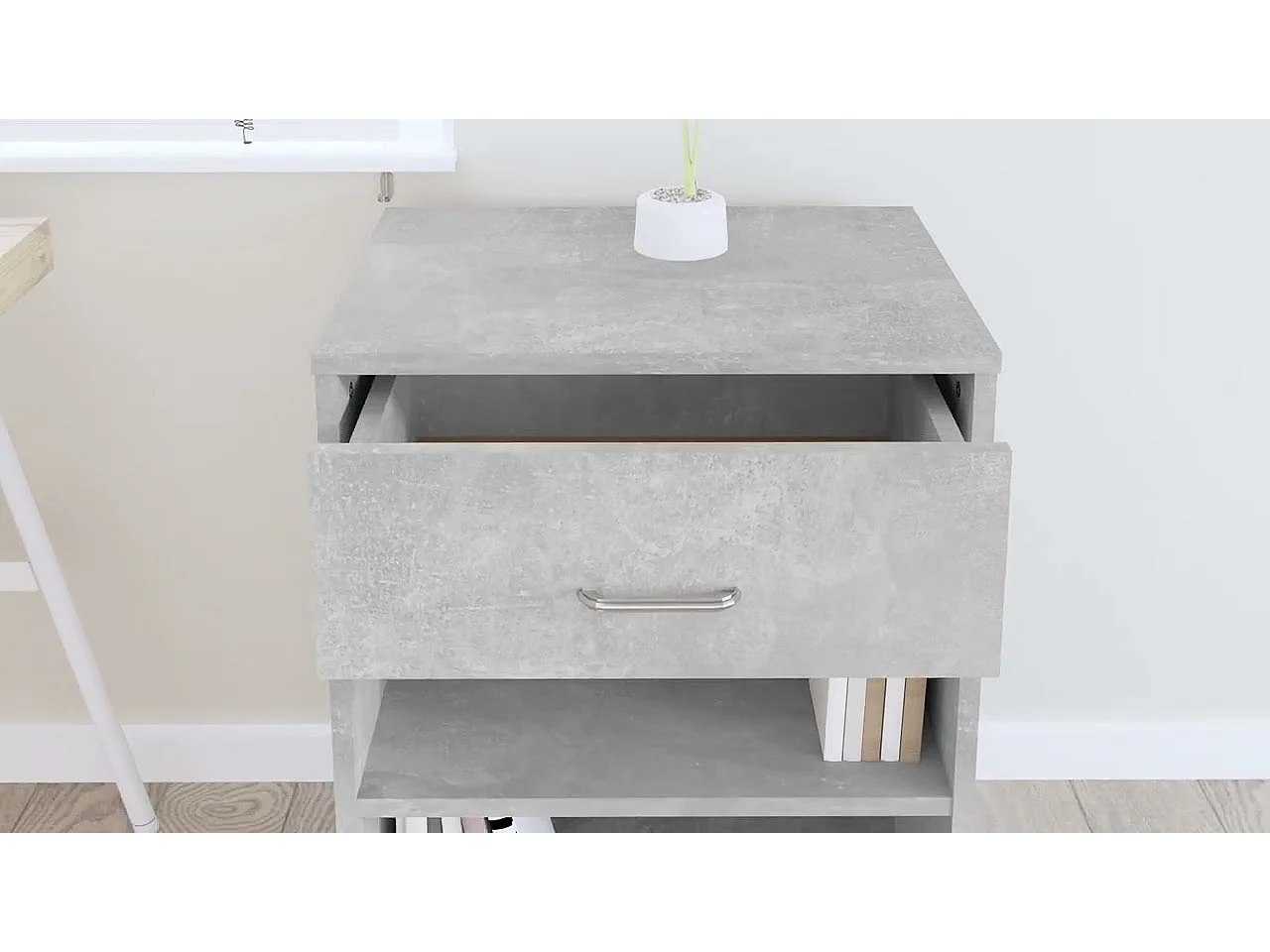 Armoire à roulettes Gris béton 46x36x59 cm Bois d’ingénierie