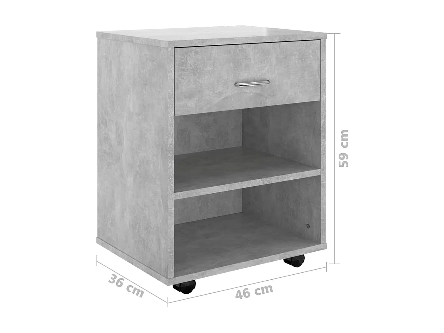 Rollschrank Betongrau 46x36x59 cm Holzwerkstoff