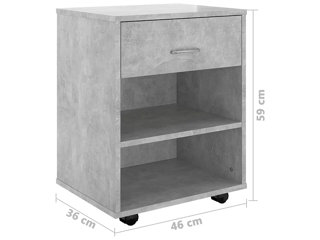 Armoire à roulettes Gris béton 46x36x59 cm Bois d’ingénierie