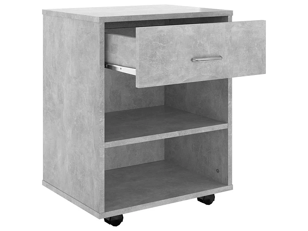 Armoire à roulettes Gris béton 46x36x59 cm Bois d’ingénierie