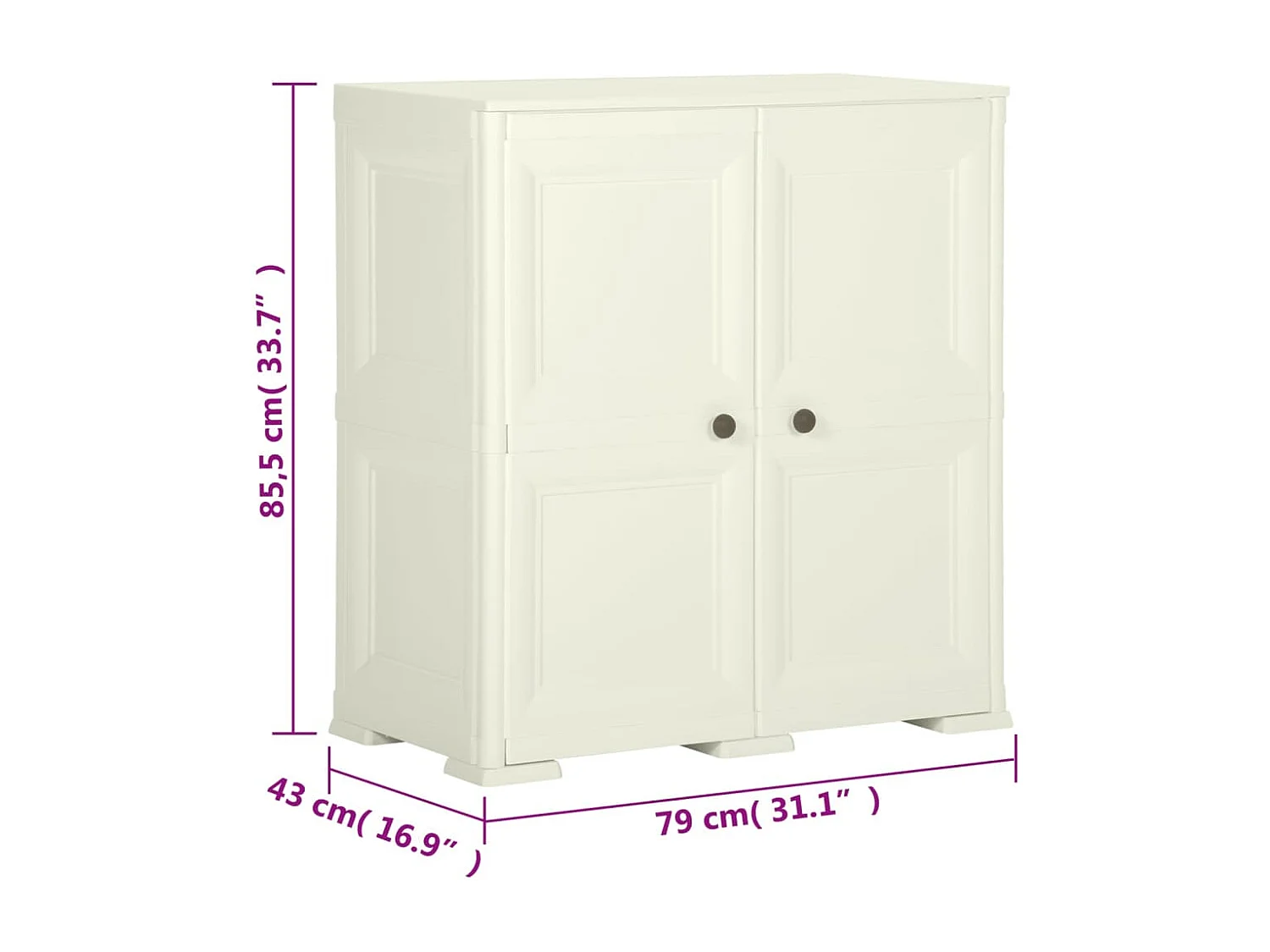Armoire plastique 79x43x85,5 cm design bois glace à la vanille