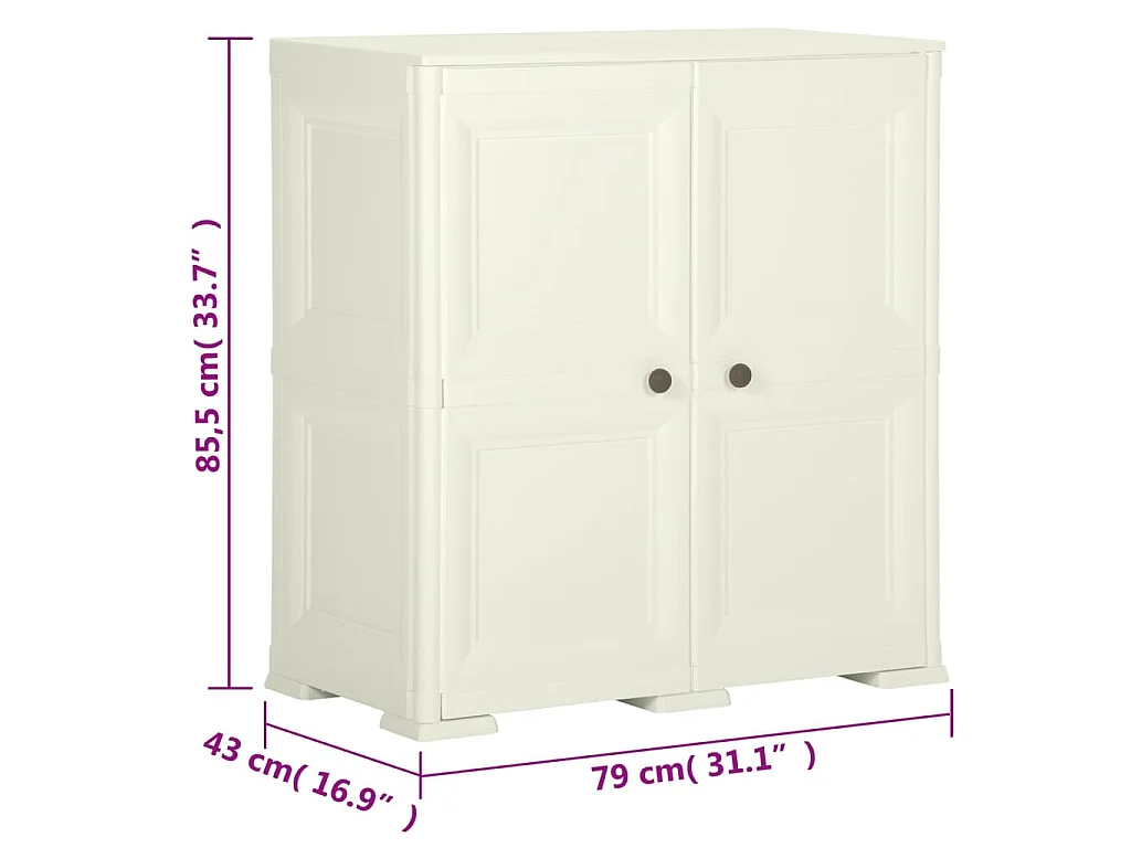 Armoire plastique 79x43x85,5 cm design bois glace à la vanille