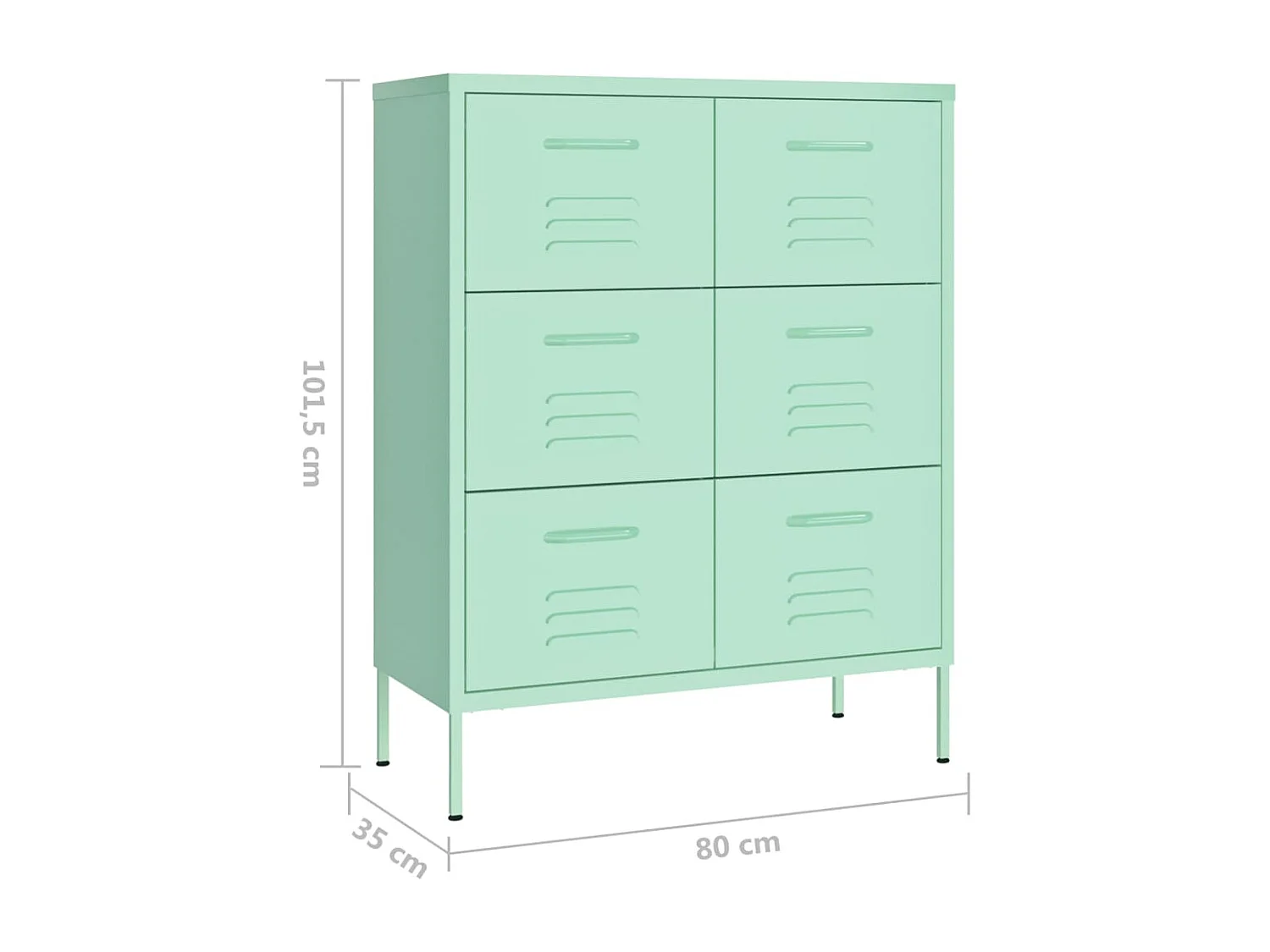 Armoire à tiroirs Vert menthe 80x35x101,5 cm Acier