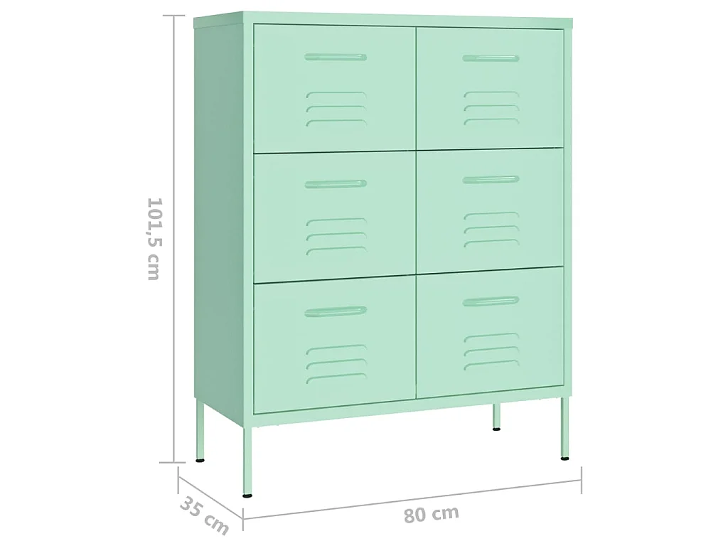 Cassettiera Menta 80x35x101,5 cm in Acciaio
