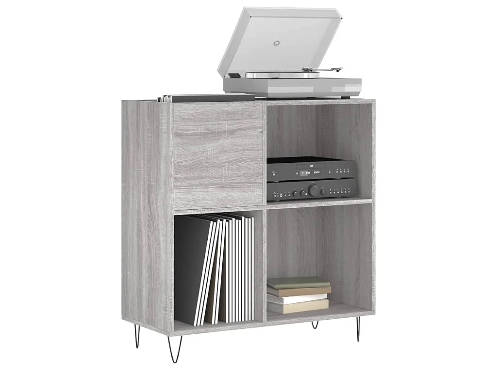 Mueble discos madera contrachapada gris Sonoma 84,5x38x89 cm