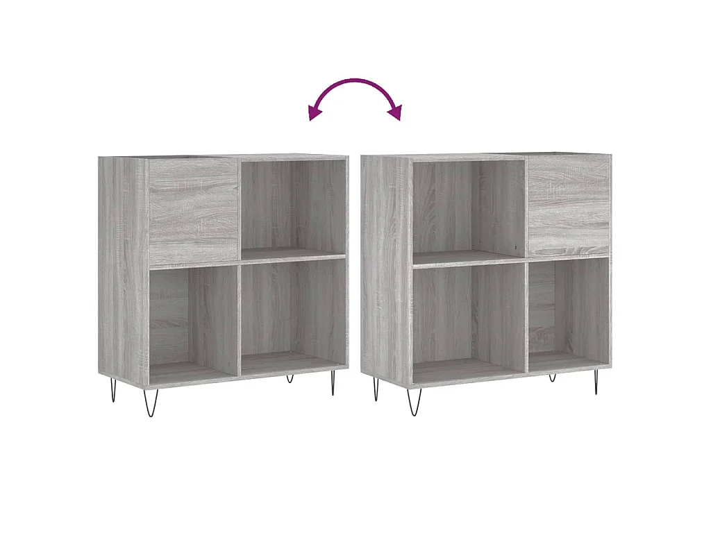 Mueble discos madera contrachapada gris Sonoma 84,5x38x89 cm