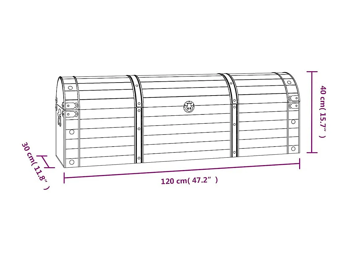 Arca para arrumação madeira maciça estilo vintage 120x30x40 cm