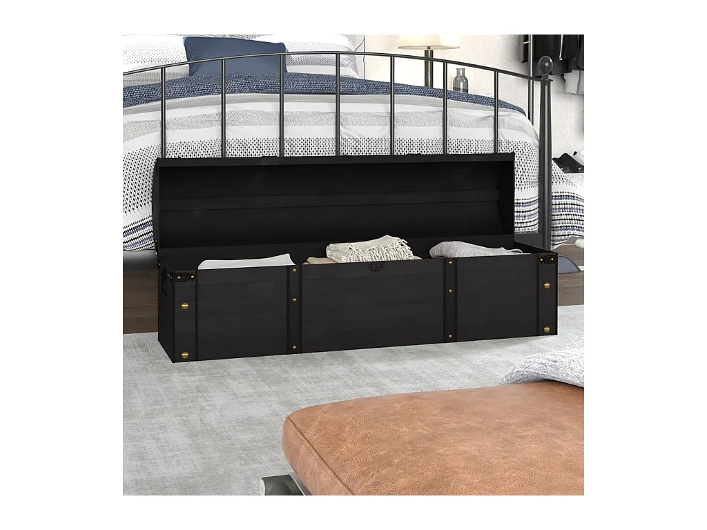 Coffre de rangement Bois massif style vintage 120x30x40 cm
