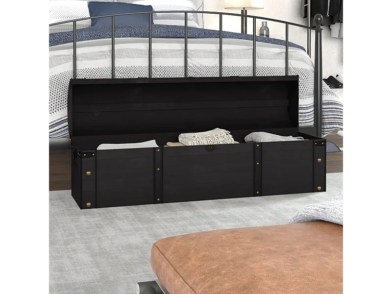 Coffre de rangement Bois massif style vintage 120x30x40 cm