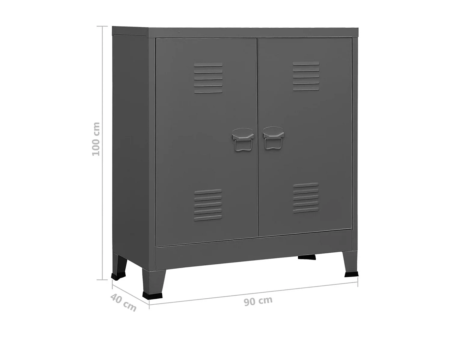 Opbergkast industrieel 90x40x100 cm staal antracietkleurig