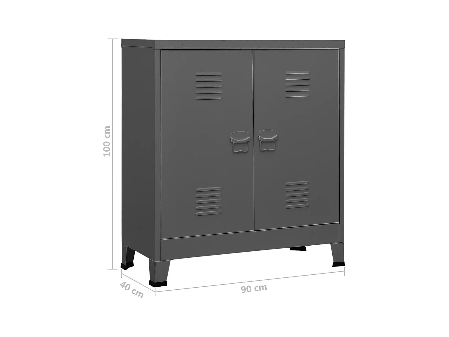 Opbergkast industrieel 90x40x100 cm staal antracietkleurig