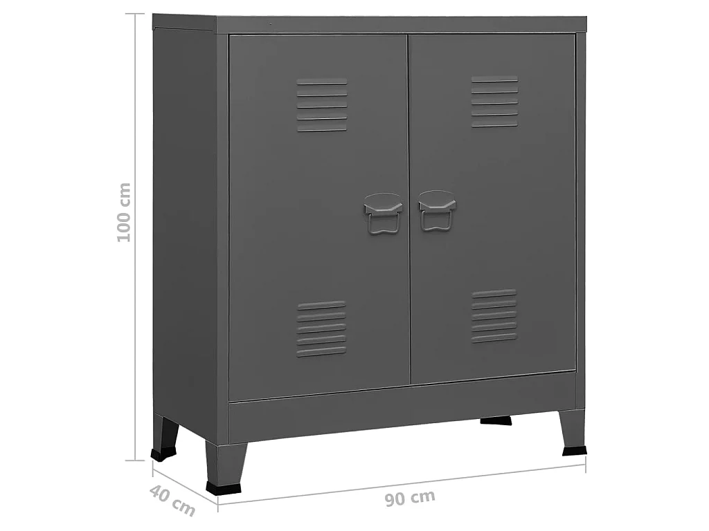 Coffre de rangement industriel Anthracite 90x40x100 cm Acier