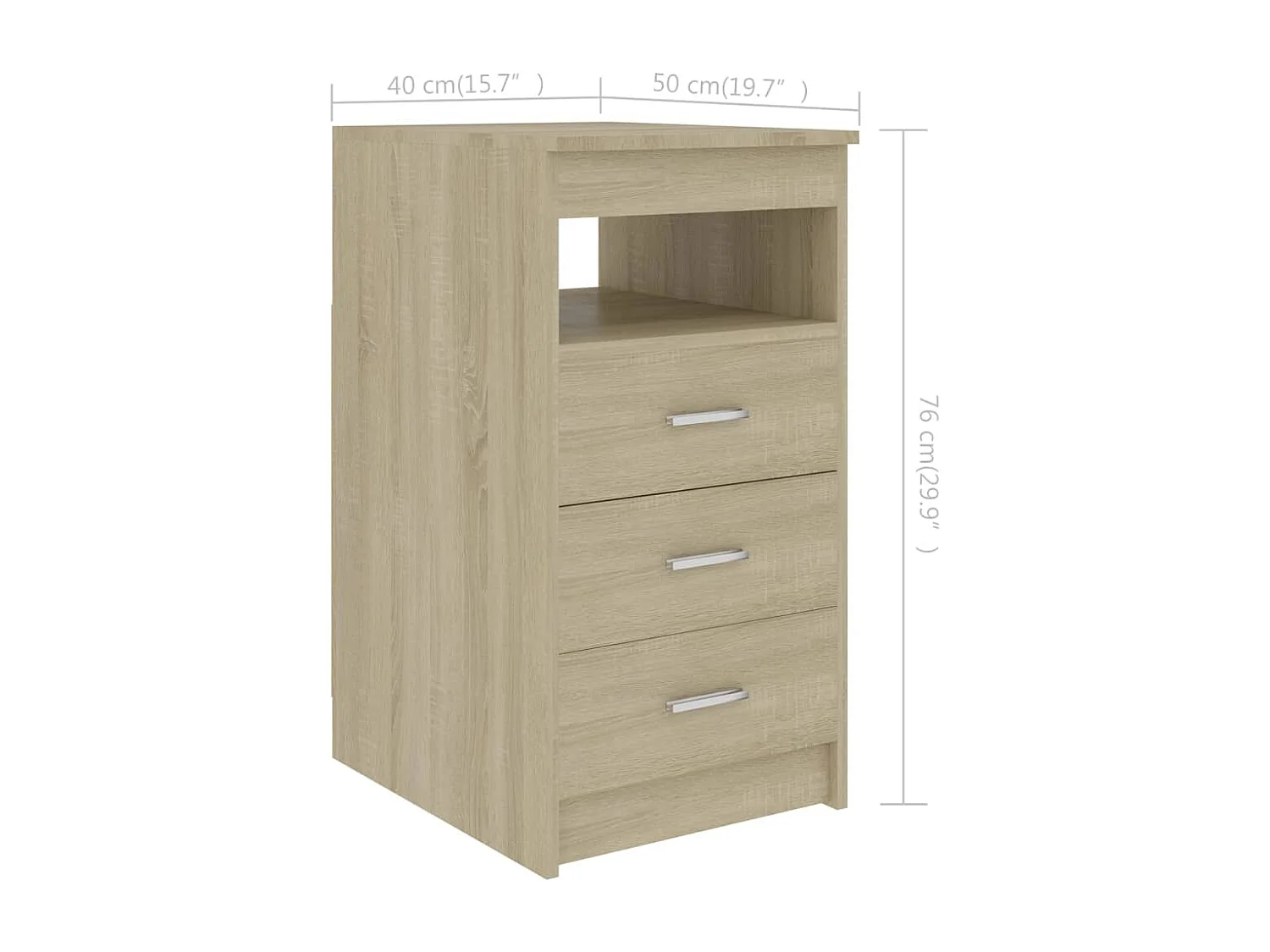 Ladekast 40x50x76 cm bewerkt hout sonoma eikenkleurig