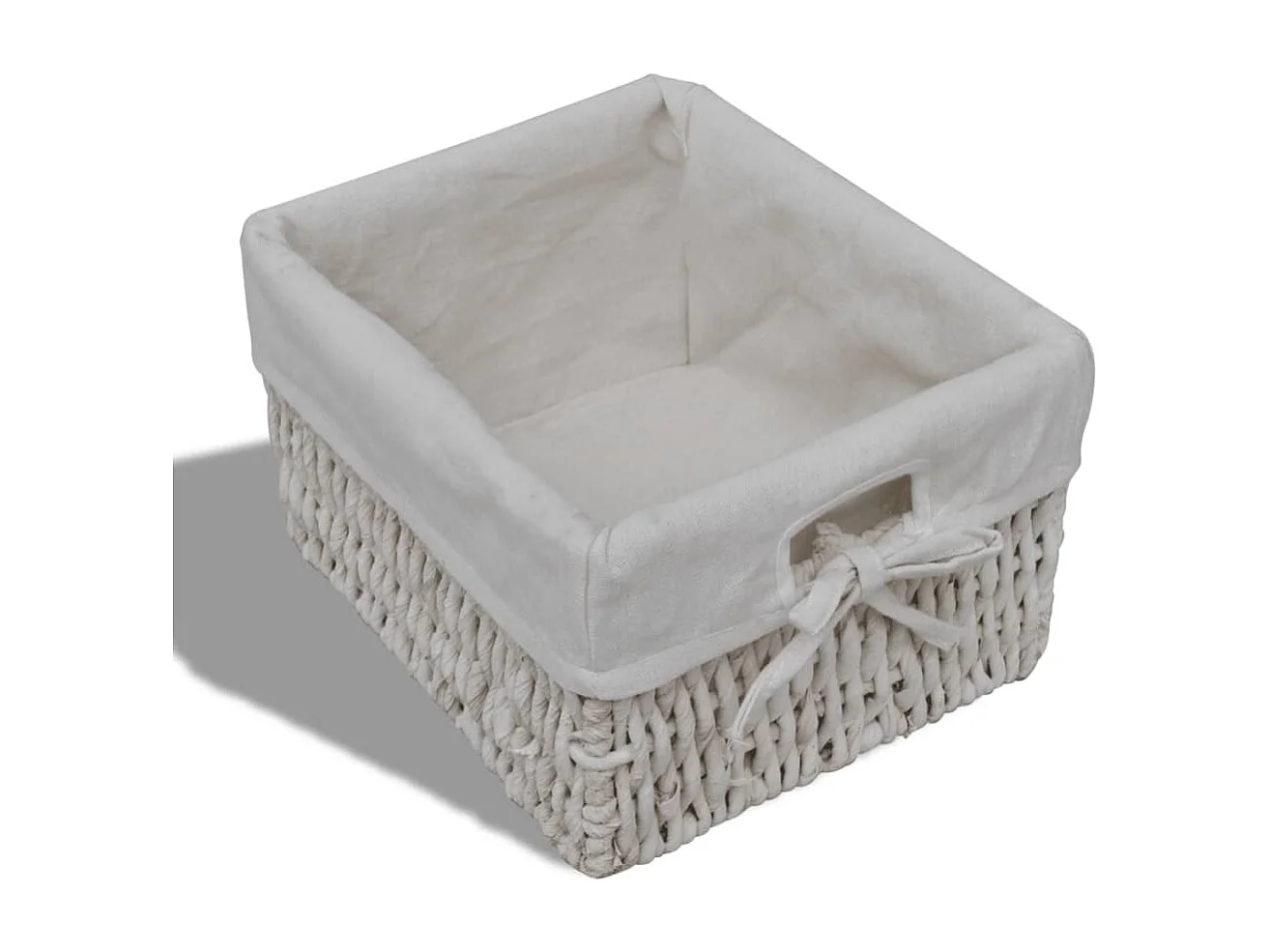 Armoire en bois 3 paniers gauches en tissage Blanc