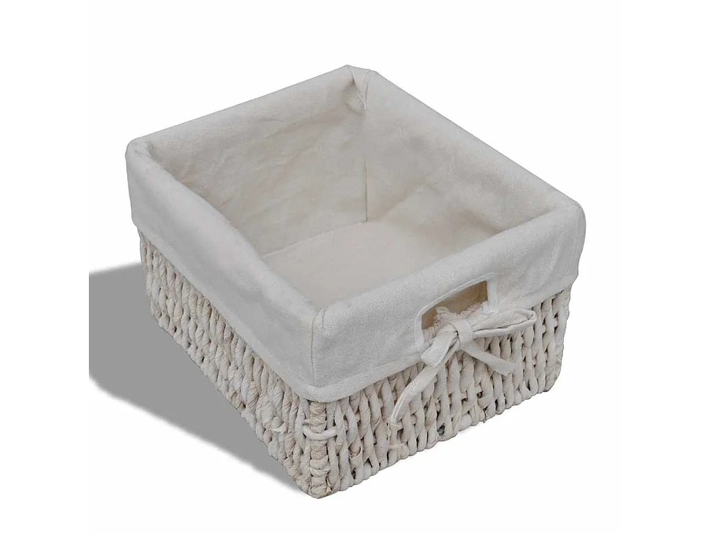 Armoire en bois 3 paniers gauches en tissage Blanc