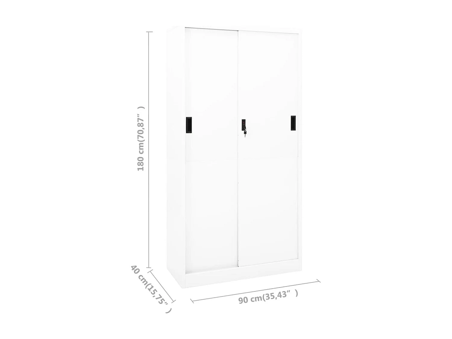 Büroschrank mit Schiebetür Weiß 90x40x180 cm Stahl
