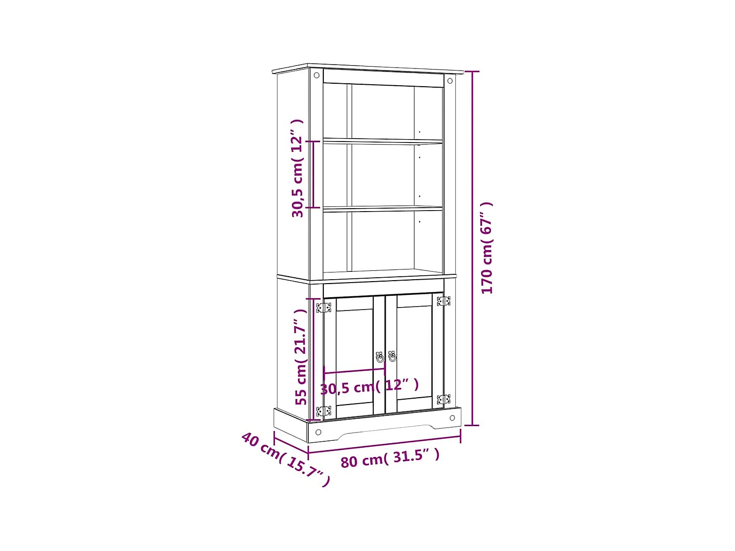 Placard Gamme Corona Pin mexicain 80x40x170 cm