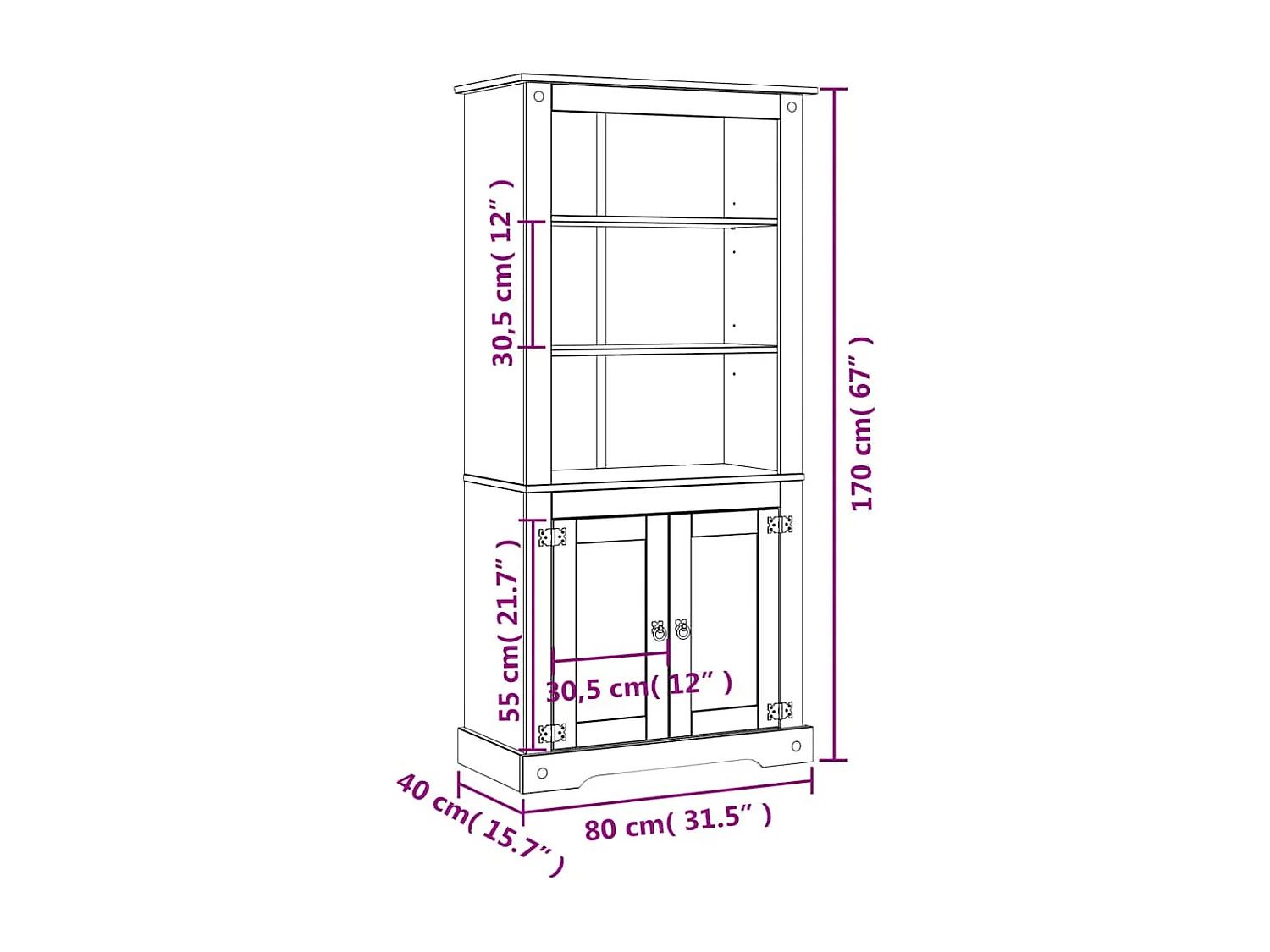 Placard Gamme Corona Pin mexicain 80x40x170 cm