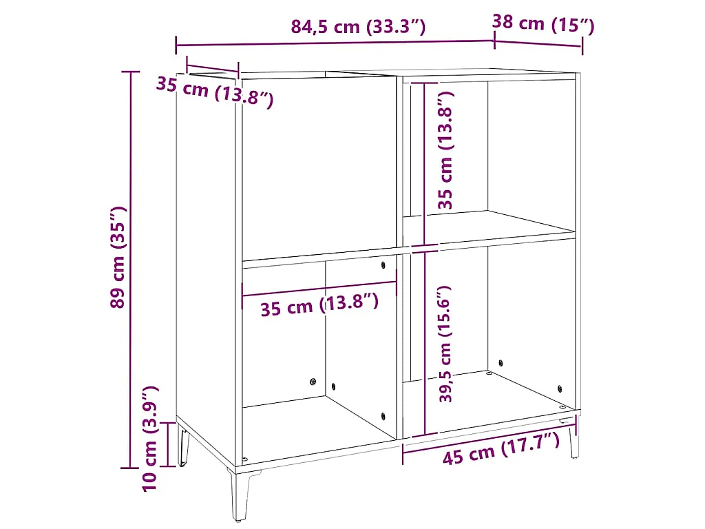 Plattenschrank Braun Eichen-Optik 84,5x38x89 cm Holzwerkstoff