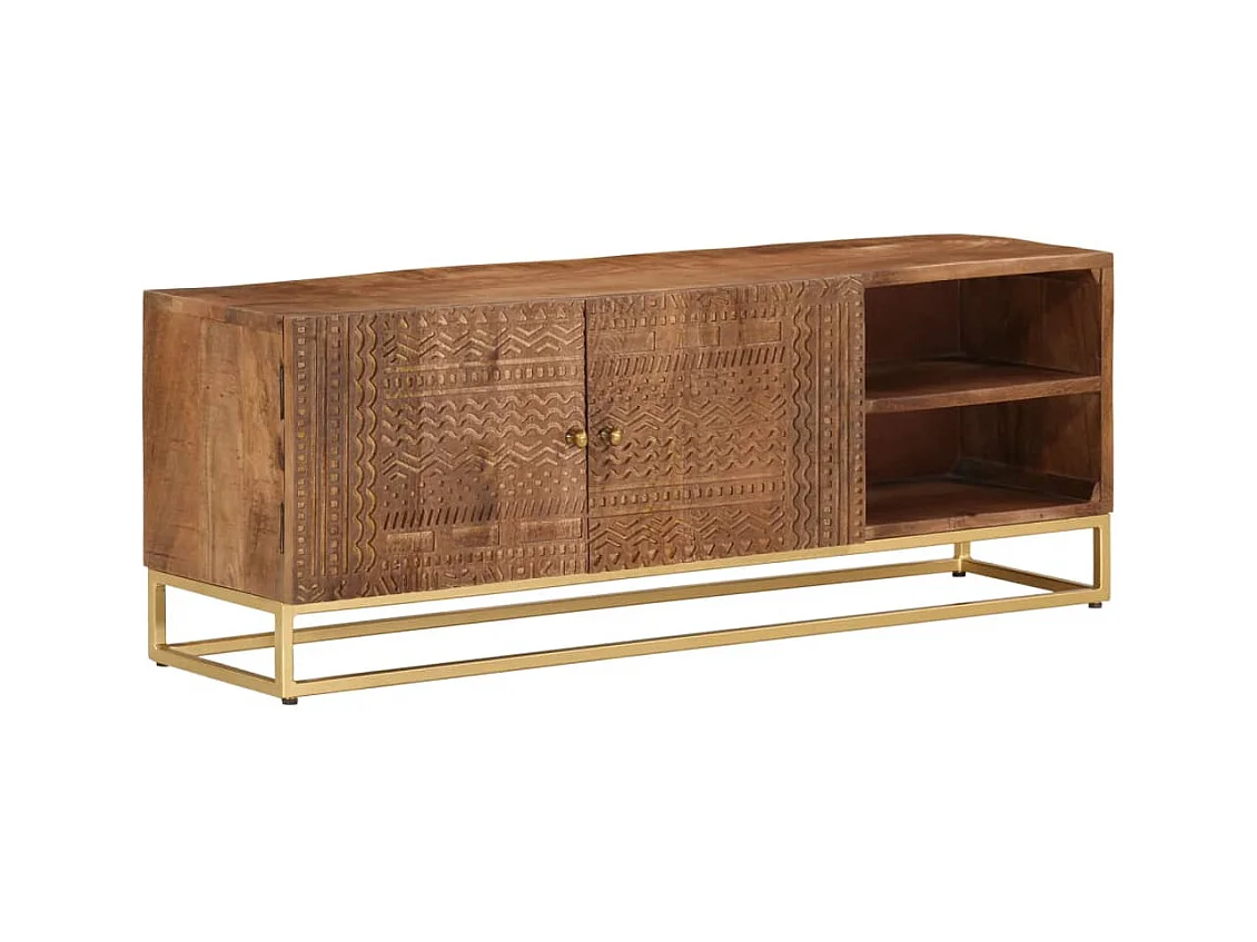 Meuble TV 110x30x40 cm bois massif de manguier et fer