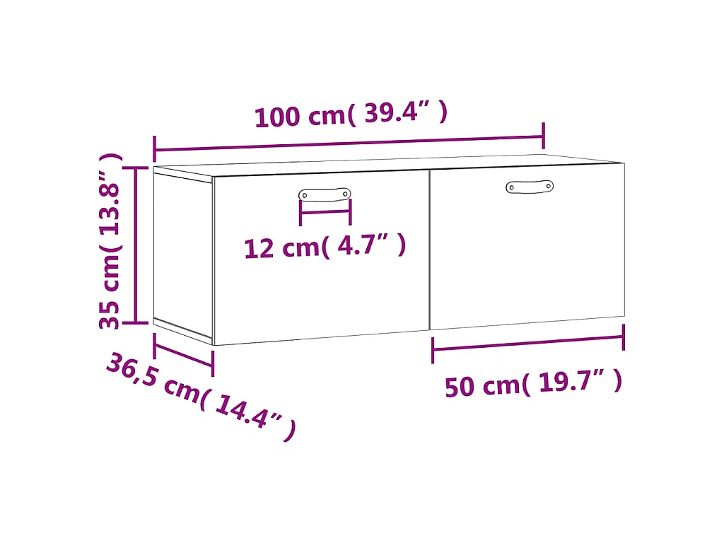 Mobile a Parete Grigio Cemento 100x36,5x35 cm Legno Multistrato