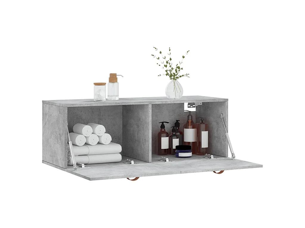 Mobile a Parete Grigio Cemento 100x36,5x35 cm Legno Multistrato