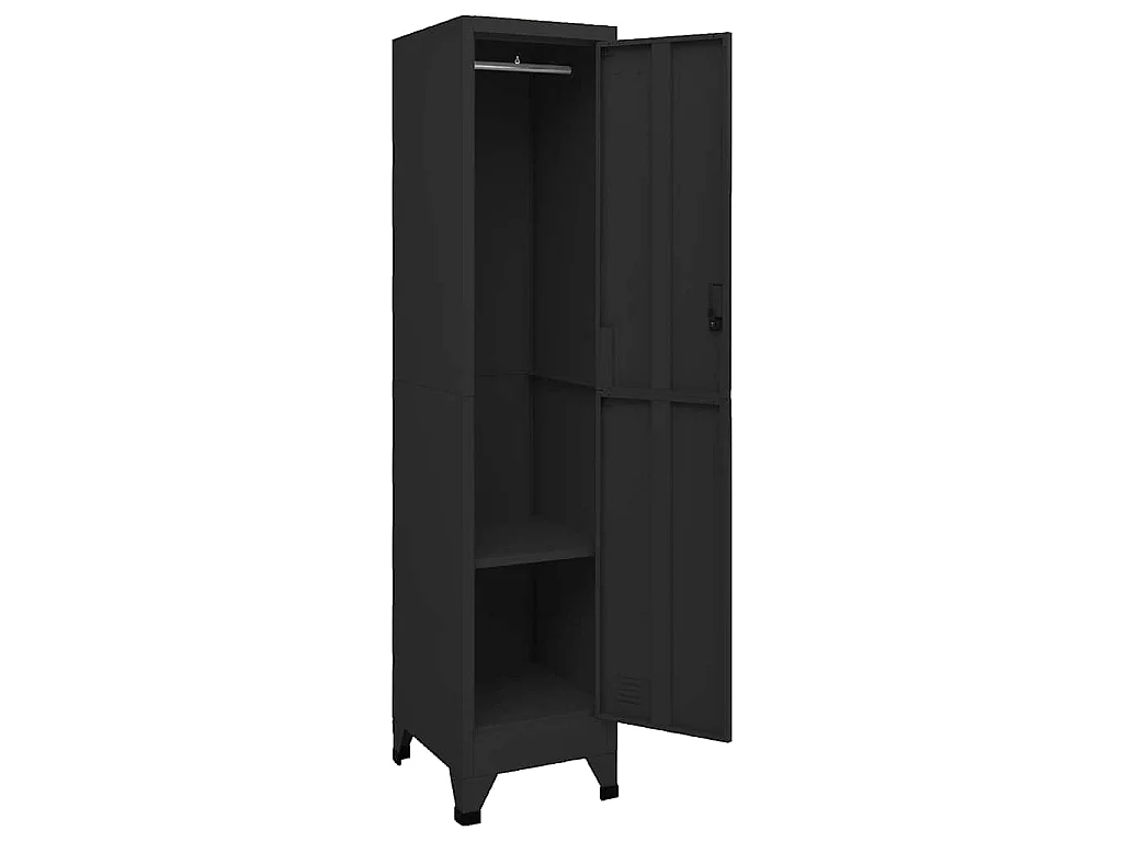 Schließfachschrank Schwarz 38x45x180 cm Stahl